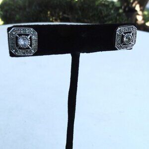 Sterling Silver and Crystal Vintage Pierced Earrings